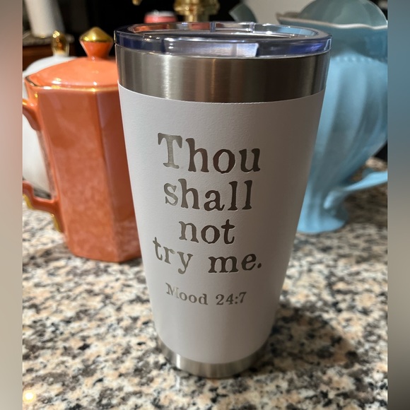 New In Box Thou Shall Not Try Me Engraved Mug - Picture 3 of 5